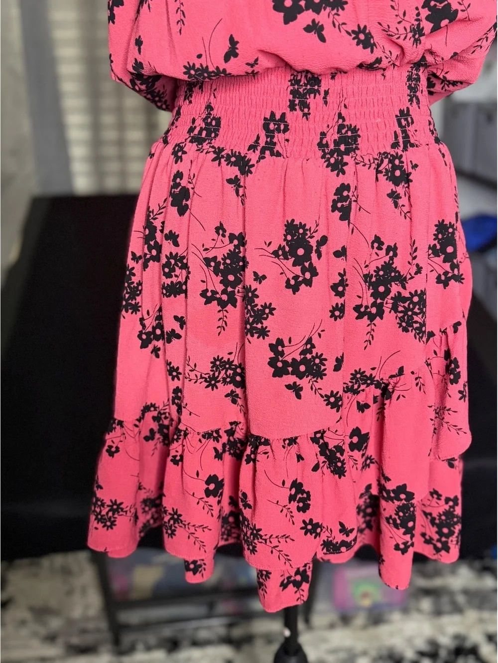 Michael Kors Pink Floral Short Sleeve Dress Size Large